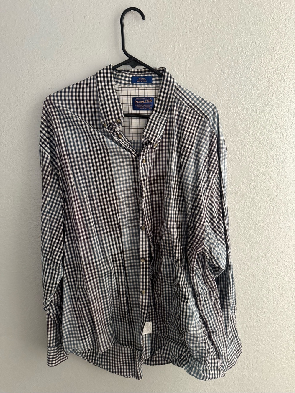 Pendleton Navy & White Check Cotton Button-Down Shirt